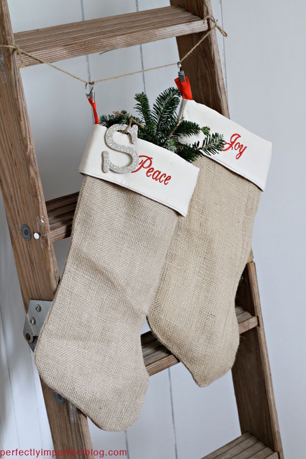 BURLAP STOCKINGS CHRISTMAS DECORATING IDEAS PERFECTLY IMPERFECT